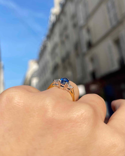 Bague Trilogie Saphir 1.10 carat &amp; Diamants &quot;Symphony&quot;