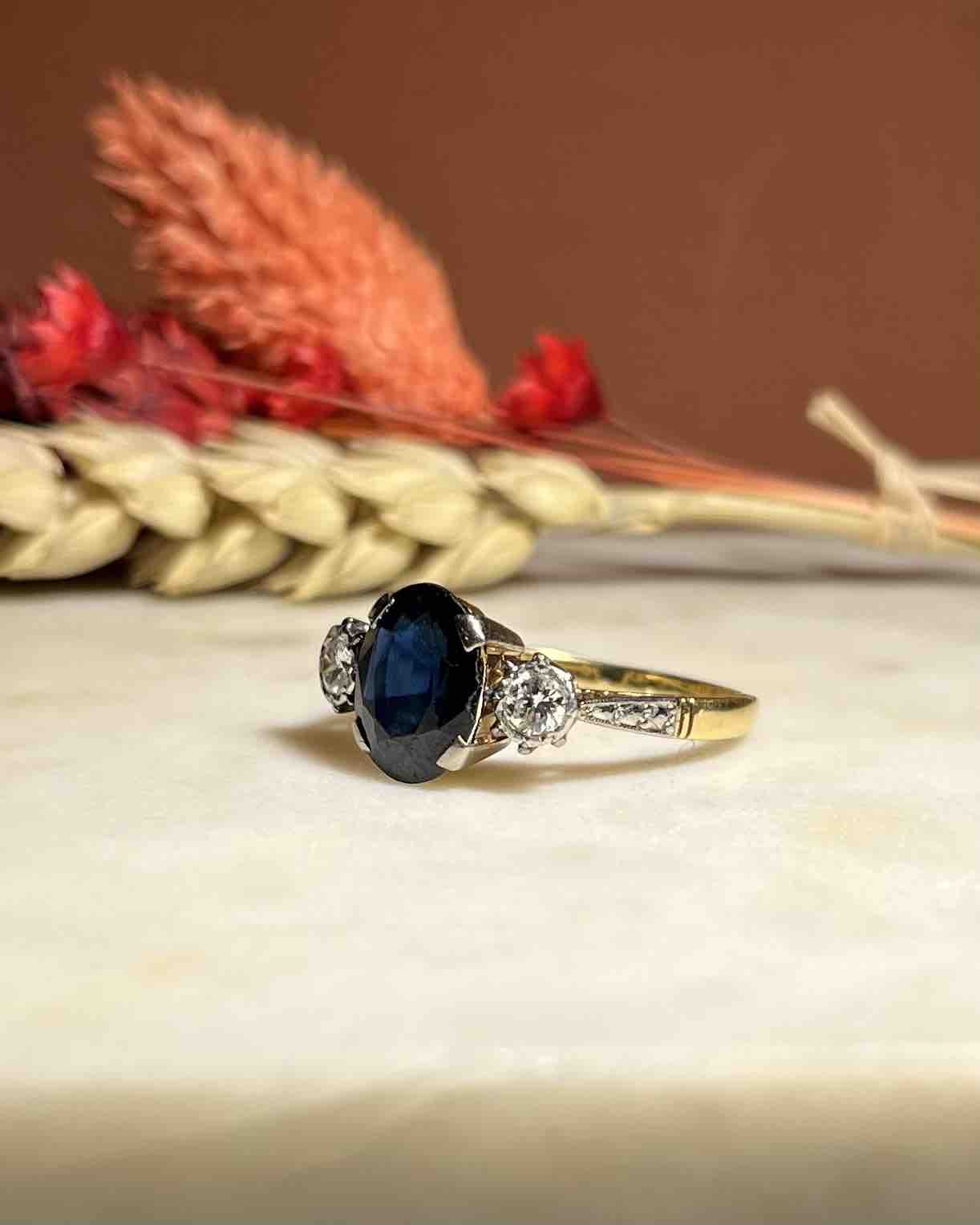 Bague Trilogie Saphir &amp; Diamants "Claire" - Elliade Paris
