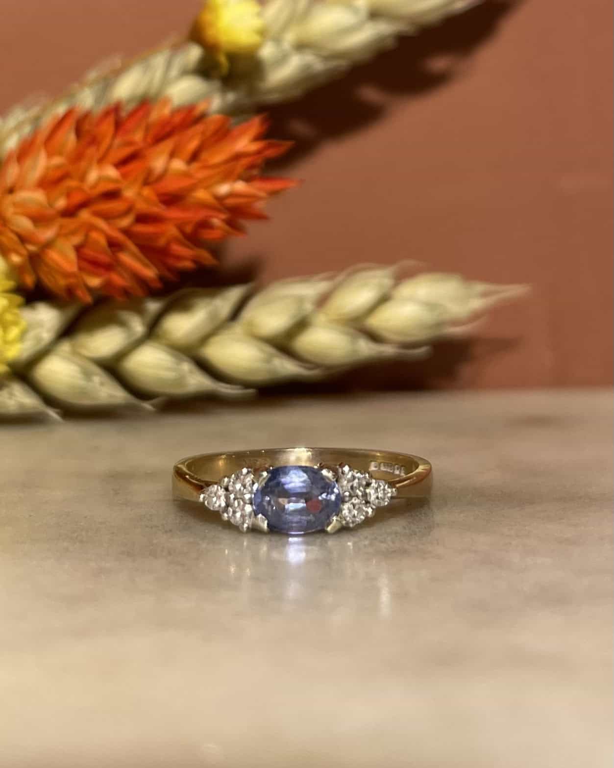 Bague Trilogie Saphir &amp; Diamants &quot;Gaelle&quot; - Elliade Paris