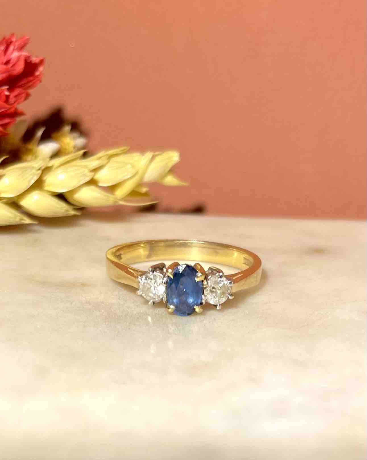 "Helina" Sapphire &amp;amp; Diamond Trilogy Ring