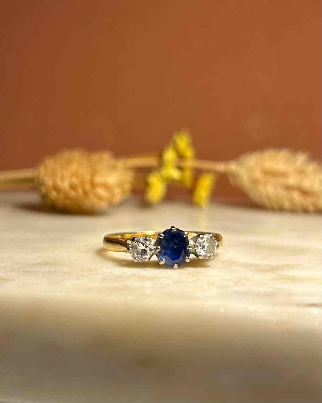 Bague trilogie Saphir et Diamants &quot;Perrine&quot;