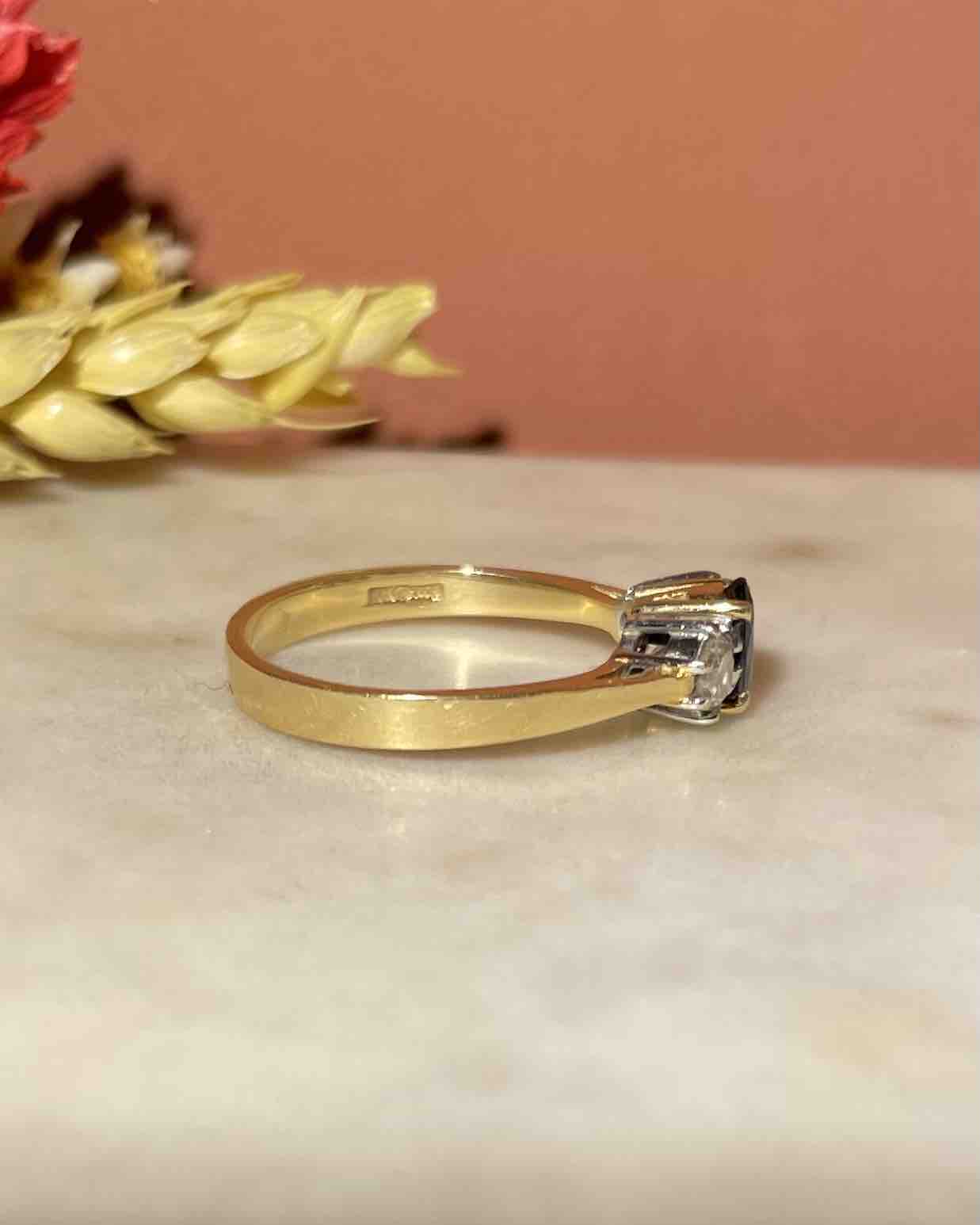 "Helina" Sapphire &amp;amp; Diamond Trilogy Ring