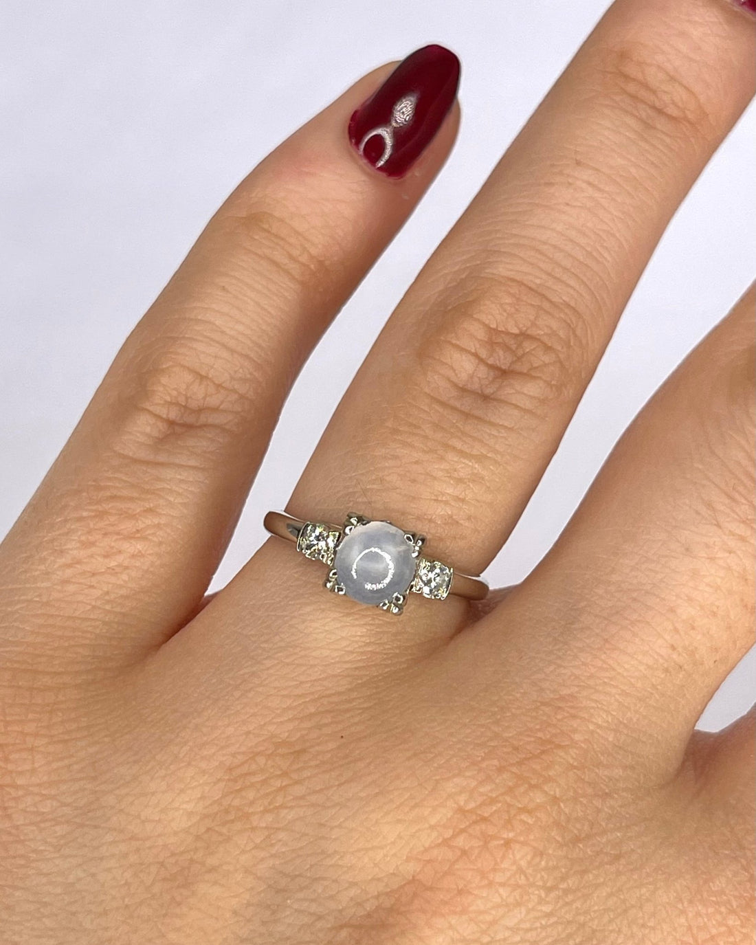Bague Trilogie Saphir Étoilé 1.35 carat &amp; Diamants "Laury" - Elliade Paris