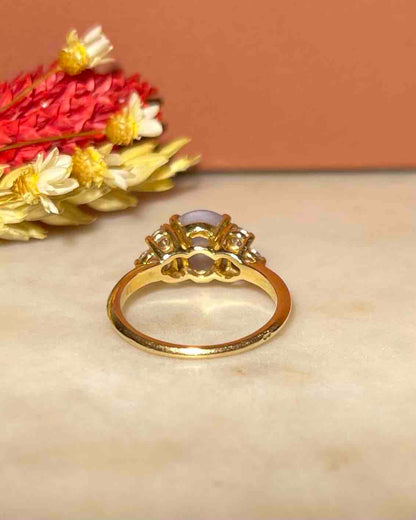 Bague Trilogie Saphir Etoilé 4.30 carats &amp; 6 Diamants &quot;Lavender&quot;