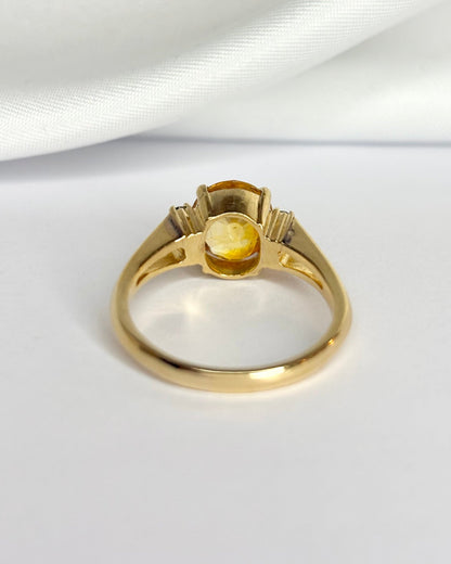 Bague Trilogie Saphir Jaune 3 carats &amp; Diamants "Léda" - Elliade Paris