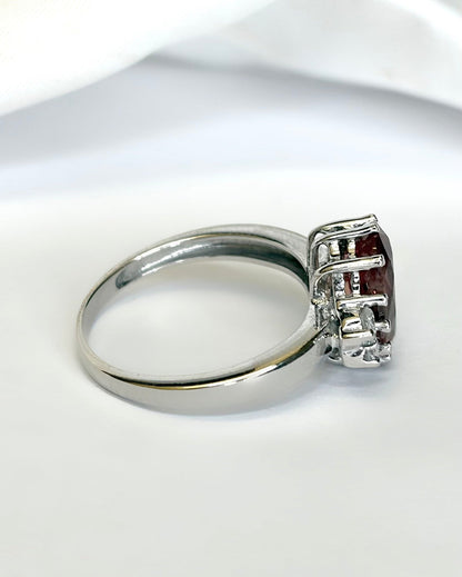Bague Trilogie Saphir Orange 3.45 carats &amp; Diamants 4.08g "Melissa" - Elliade Paris