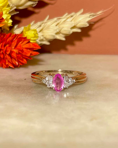 Bague Trilogie Saphir Rose 0.35 carat &amp; Diamants &quot;Rosaline&quot; - Elliade Paris