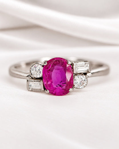 Bague Trilogie Saphir Rose 0.80 carat &amp; Diamants "Esmé" - Elliade Paris