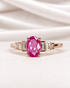 Bague Trilogie Saphir Rose Ceylan 0.85 carat & Diamants 0.23 carat "Laurie" - Elliade Paris
