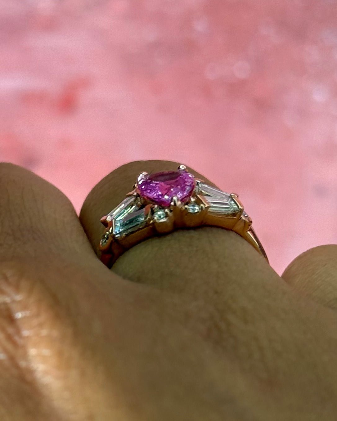 Bague Trilogie Saphir Rose &amp; Diamants "Berthe" - Elliade Paris
