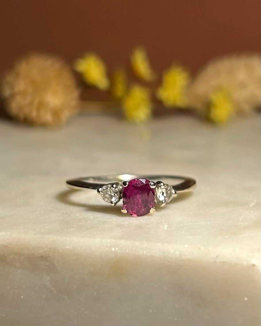 "Selma" Pink Sapphire and Diamond Trilogy Ring