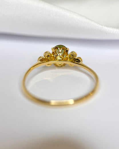 Bague Trilogie Saphir Vert 1 carat &amp; Diamants "Nérine" - Elliade Paris