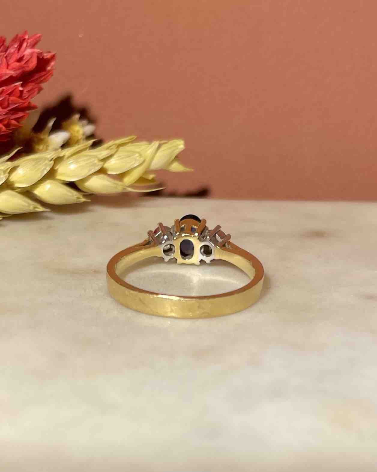 Bague Trilogie Saphir &amp; Diamants &quot;Helina&quot;