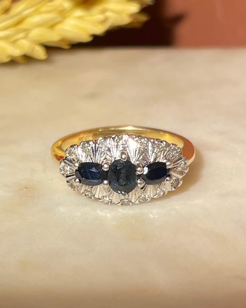 Bague Trilogie Saphirs &amp; Diamants "Tara" - Elliade Paris