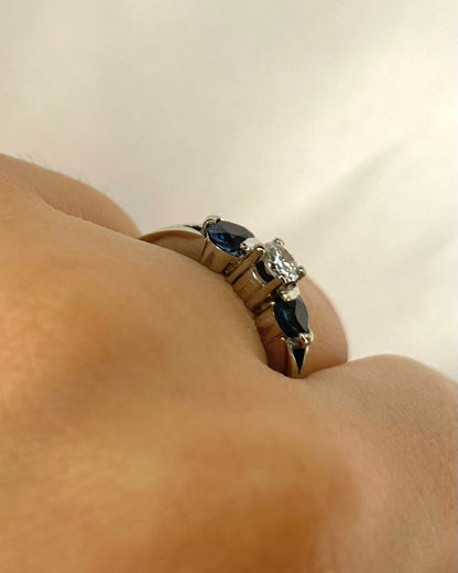 Bague Trilogie Saphirs poires &amp; Diamant "Mélissa" - Elliade Paris