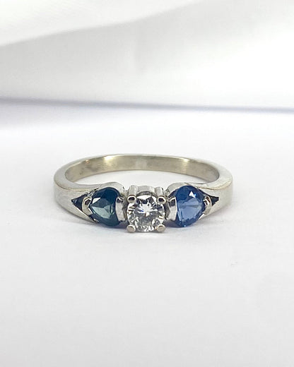 Bague Trilogie Saphirs poires &amp; Diamant "Mélissa" - Elliade Paris