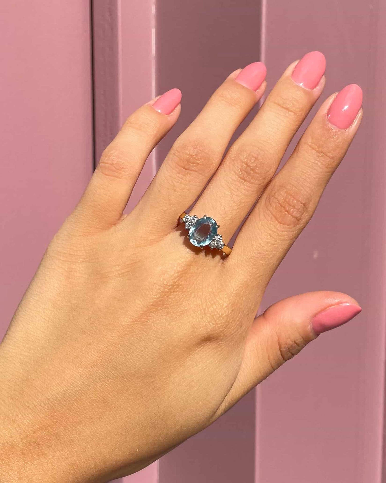 &quot;Diana&quot; 1.25 carat Aquamarine &amp;amp; Diamond Trilogy Ring