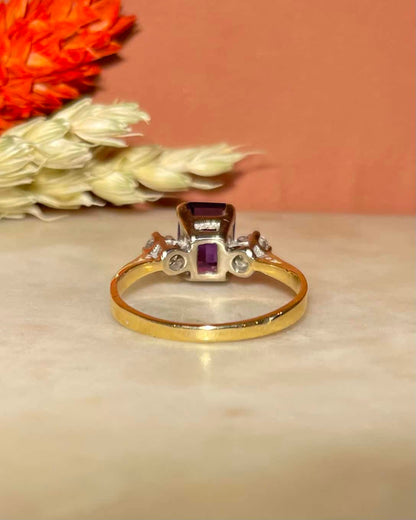 Bague Trilogie Améthyste 1.30 carat &amp; Diamants &quot;Jana&quot;