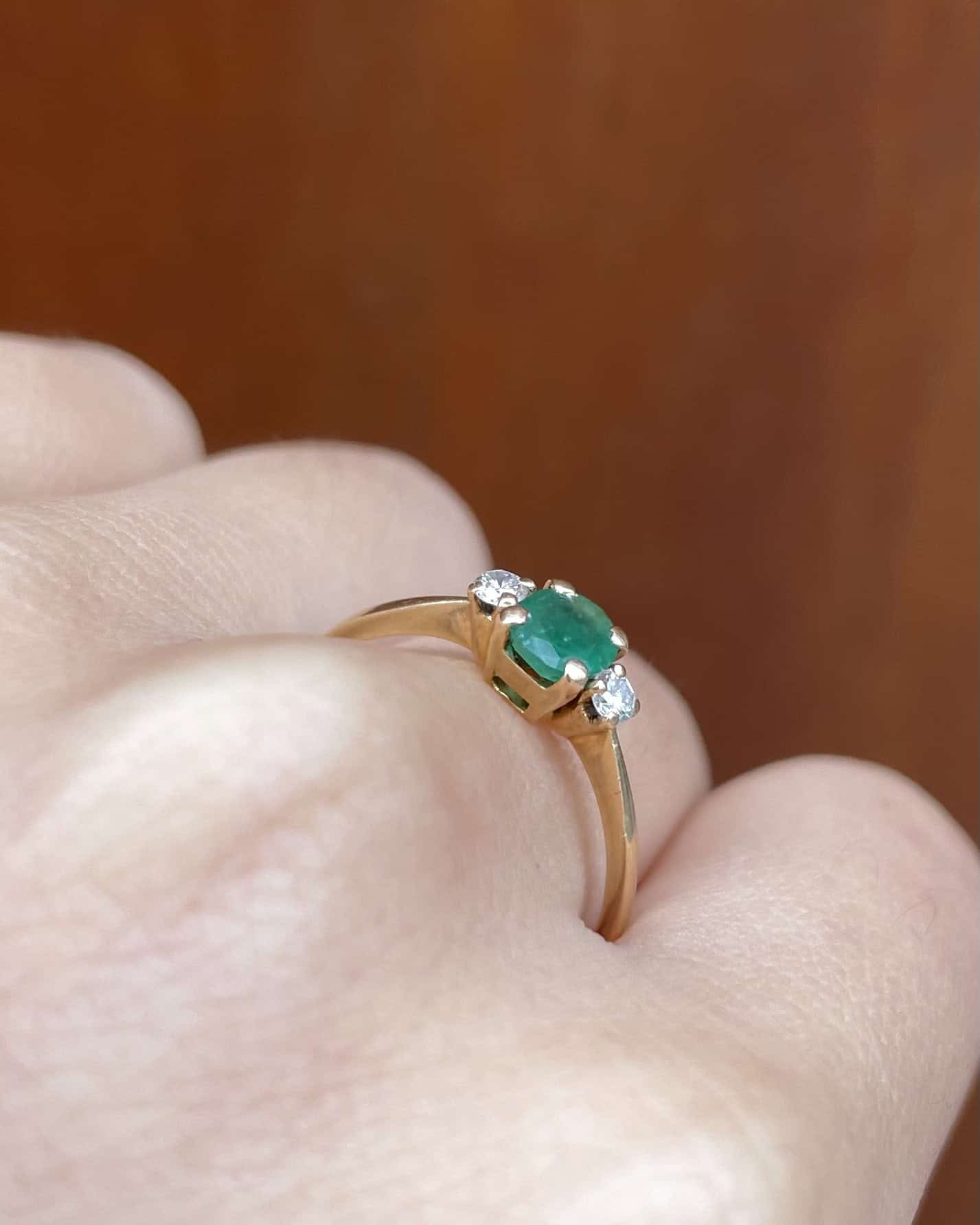 "Abigail" 0.50 carat Emerald &amp;amp; Diamond Trilogy Ring