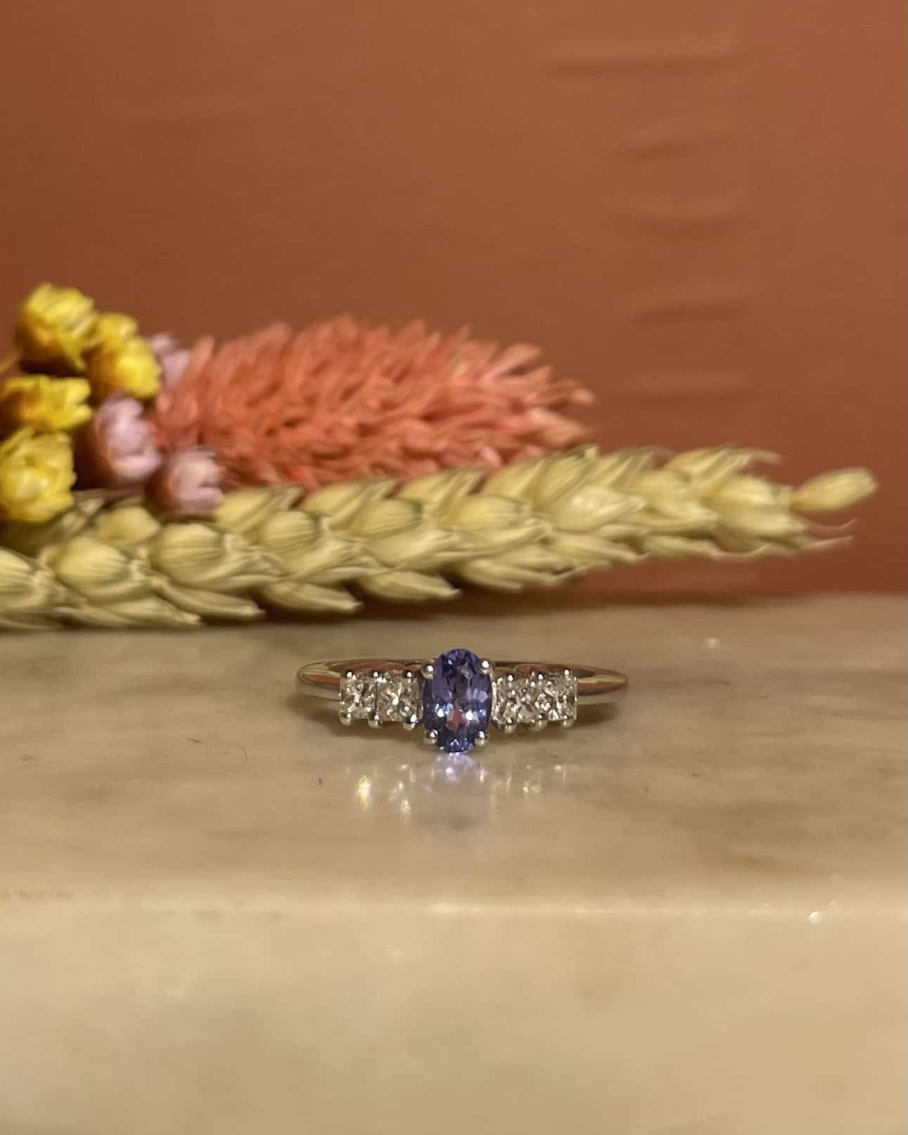 Bague Trilogie Tanzanite 0.60 carat &amp; Diamants "Eleonore" - Elliade Paris