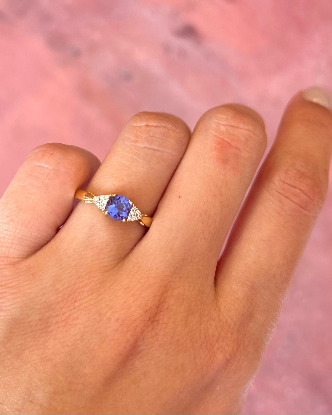 Bague Trilogie Tanzanite 0.70 carat &amp; Diamants "Aline" - Elliade Paris