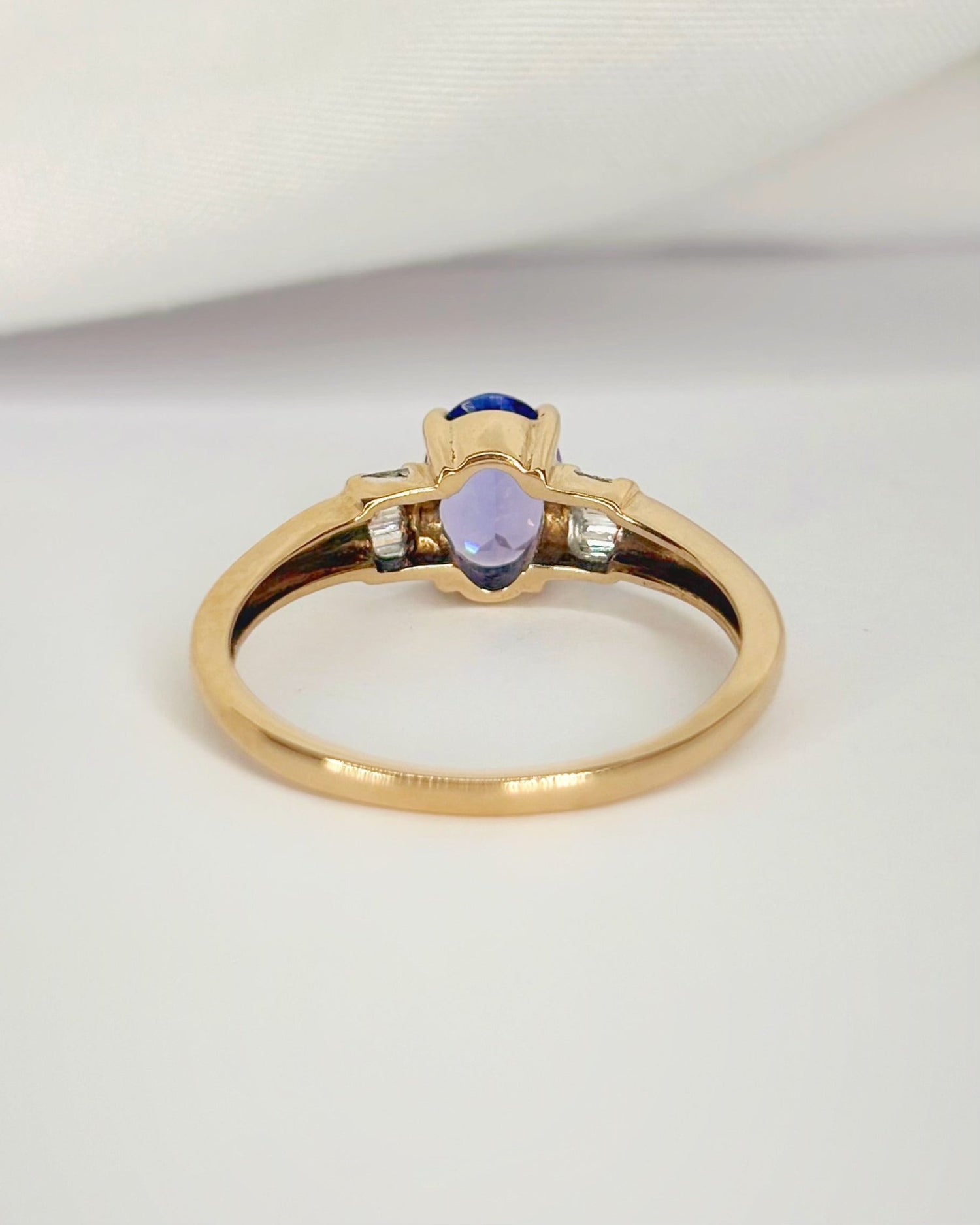 Bague Trilogie Tanzanite 0.85 carat &amp; Diamants "Amélia" - Elliade Paris