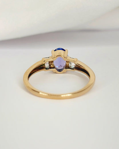 Bague Trilogie Tanzanite 0.85 carat &amp; Diamants "Amélia" - Elliade Paris