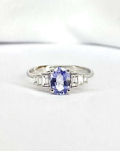 Bague Trilogie Tanzanite 0.90 carat &amp; Diamants "Sandra" - Elliade Paris