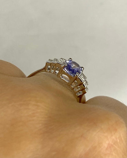 Bague Trilogie Tanzanite 0.90 carat &amp; Diamants "Sandra" - Elliade Paris