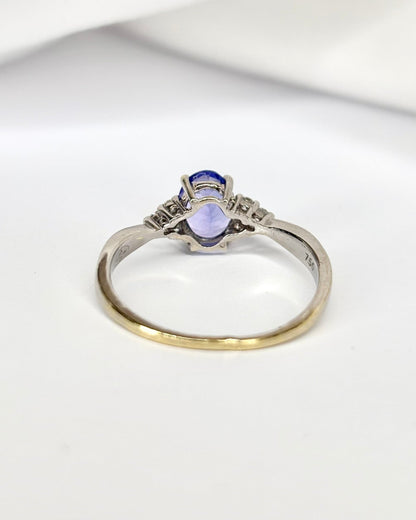 Bague Trilogie Tanzanite 1 carat &amp; Diamants "Olympe" - Elliade Paris