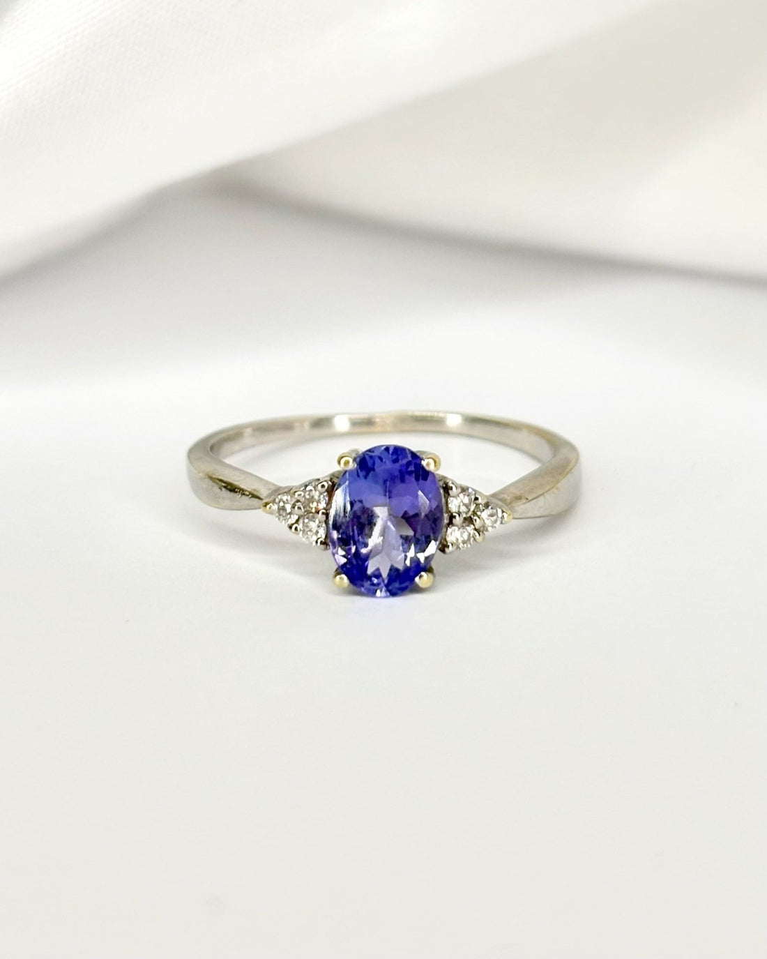 Bague Trilogie Tanzanite 1 carat &amp; Diamants "Olympe" - Elliade Paris