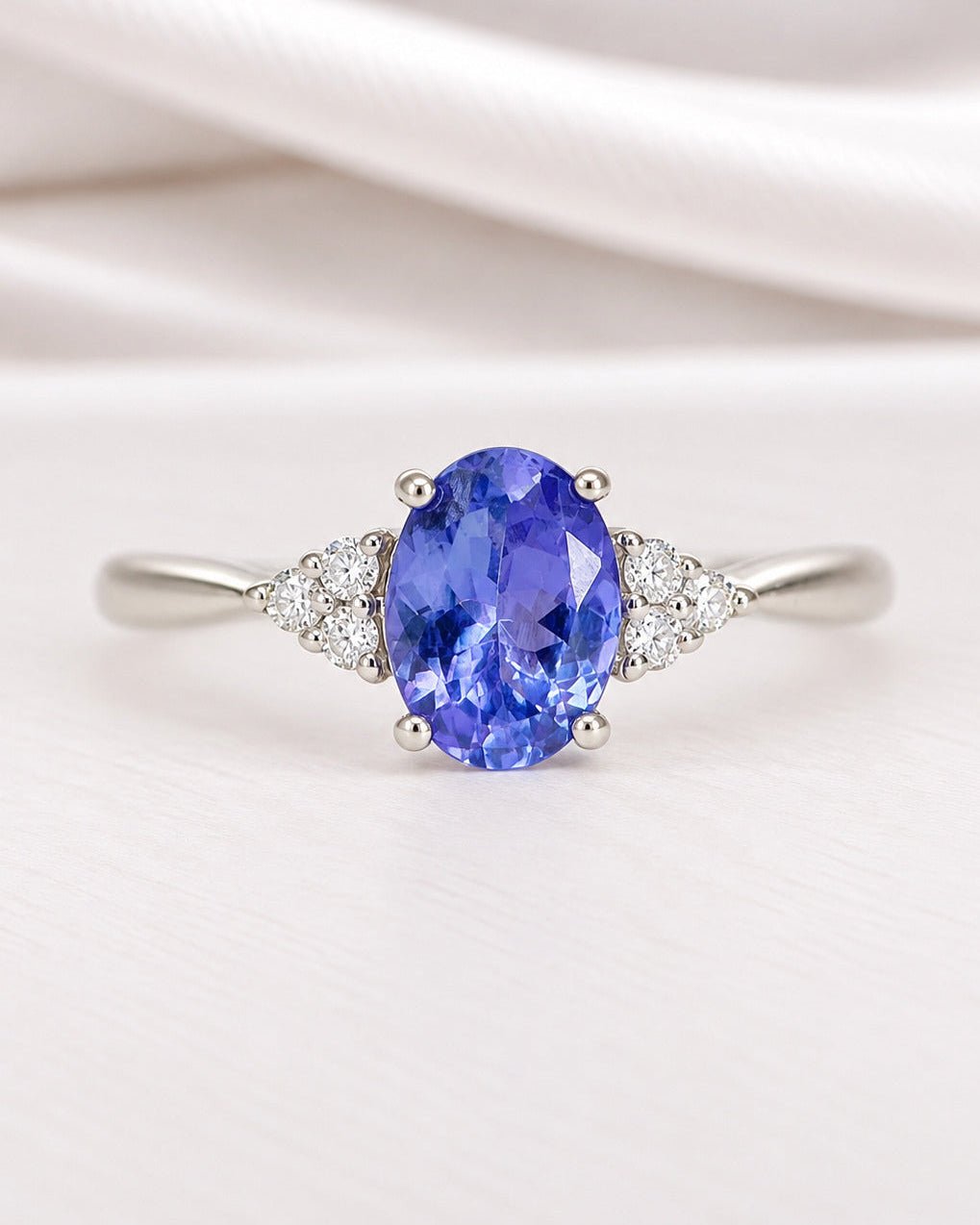 Bague Trilogie Tanzanite 1 carat &amp; Diamants "Olympe" - Elliade Paris
