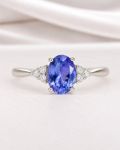 Bague Trilogie Tanzanite 1 carat &amp; Diamants "Olympe" - Elliade Paris
