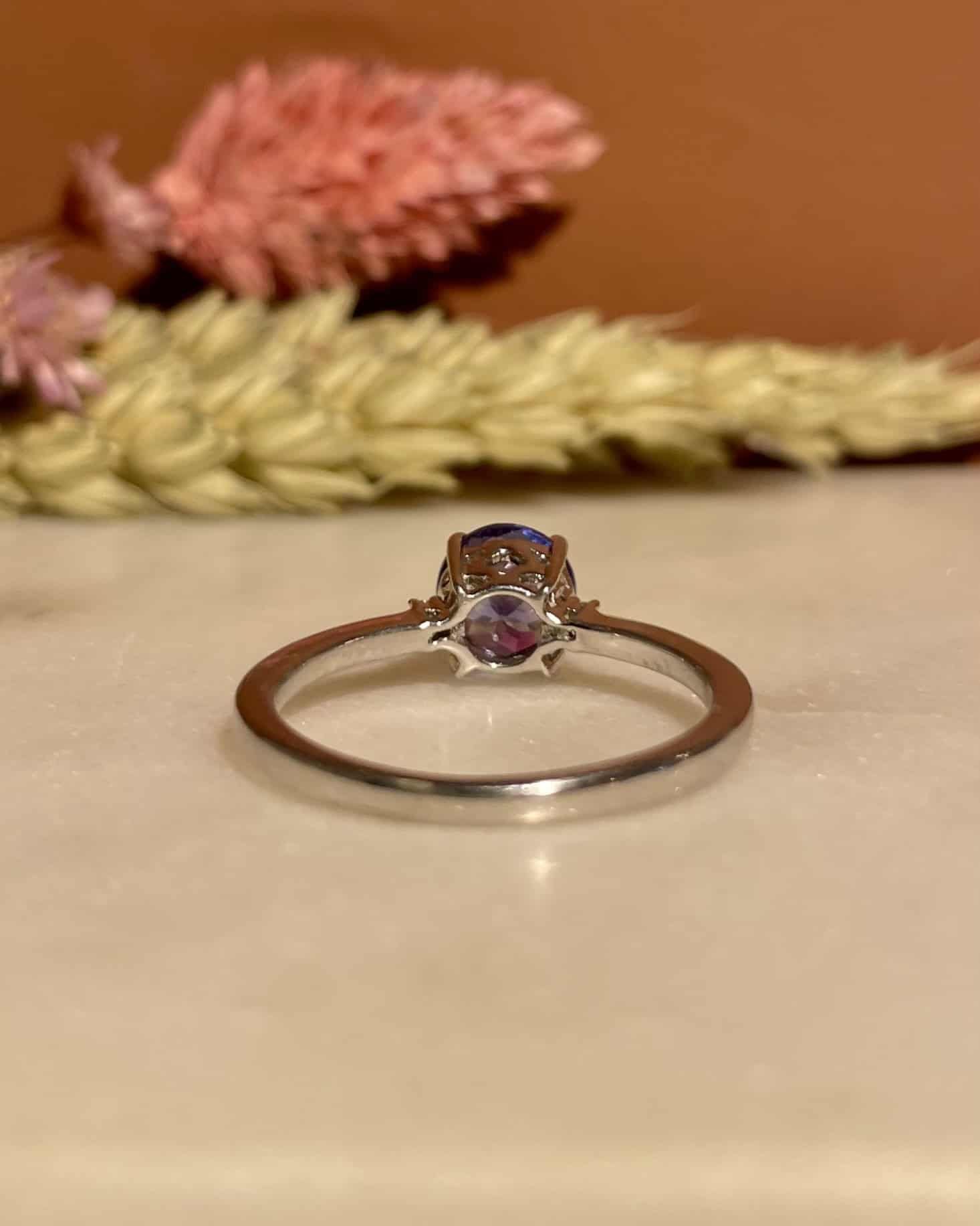 Bague Trilogie Tanzanite 1.10 carat &amp; Diamants "Aela" - Elliade Paris