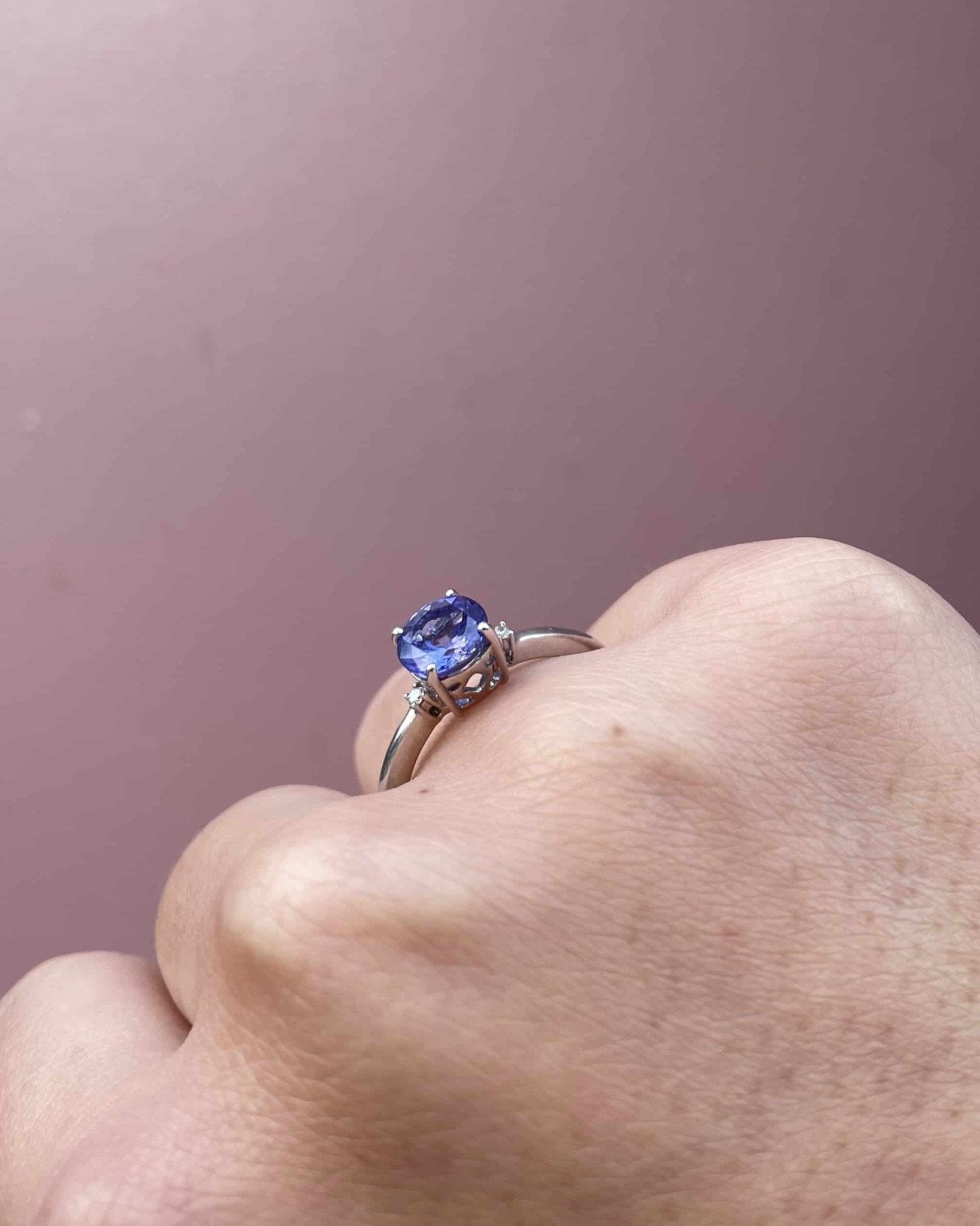 Bague Trilogie Tanzanite 1.10 carat &amp; Diamants "Aela" - Elliade Paris
