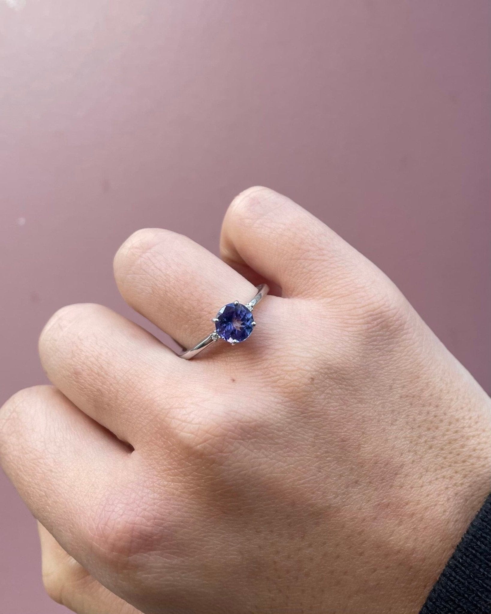 Bague Trilogie Tanzanite 1.10 carat &amp; Diamants "Aela" - Elliade Paris