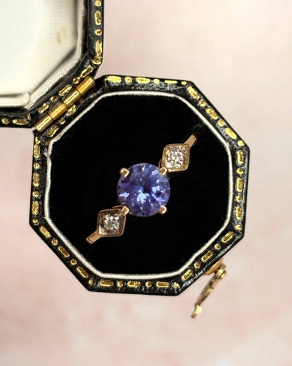 Bague Trilogie Tanzanite 1.17 carat &amp; Diamants "Lavigna" - Elliade Paris