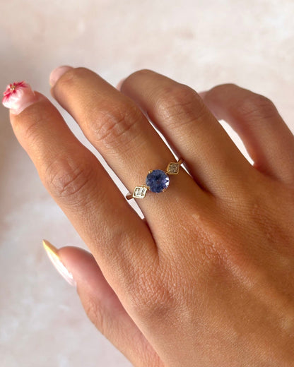 Bague Trilogie Tanzanite 1.17 carat &amp; Diamants "Lavigna" - Elliade Paris