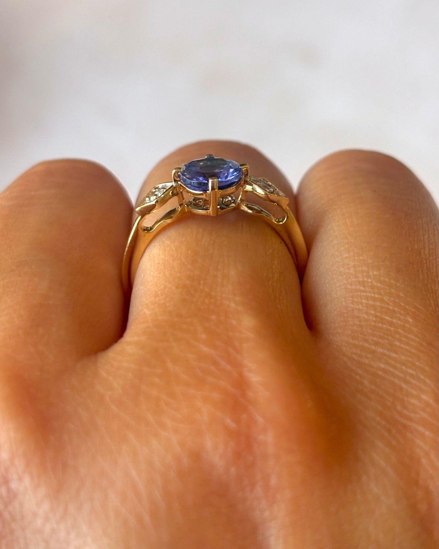 Bague Trilogie Tanzanite 1.17 carat &amp; Diamants "Lavigna" - Elliade Paris