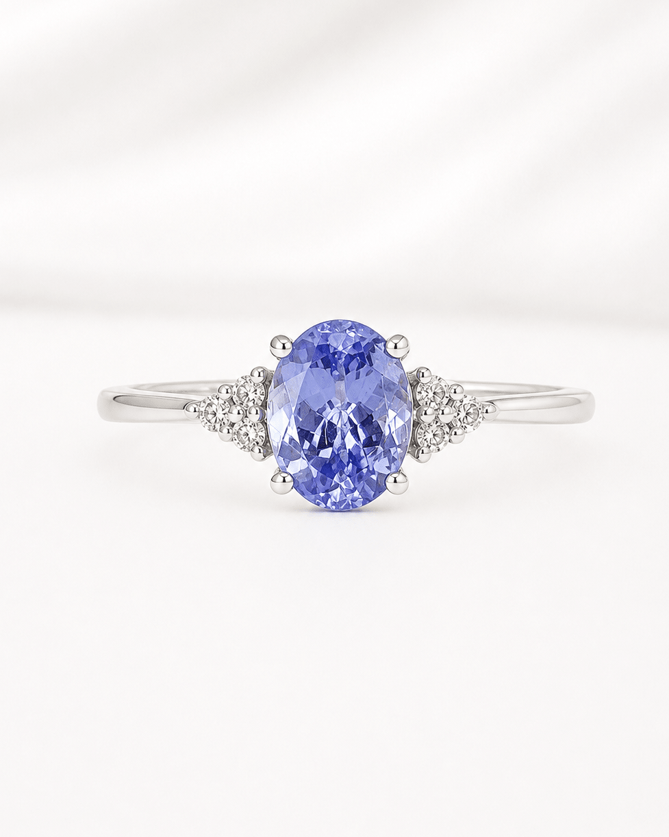 Bague Trilogie Tanzanite 1.20 carat &amp; Diamants "Carolina" - Elliade Paris