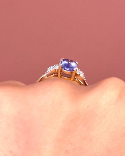 Bague Trilogie Tanzanite 1.28 carat &amp; Diamants "Awa" - Elliade Paris