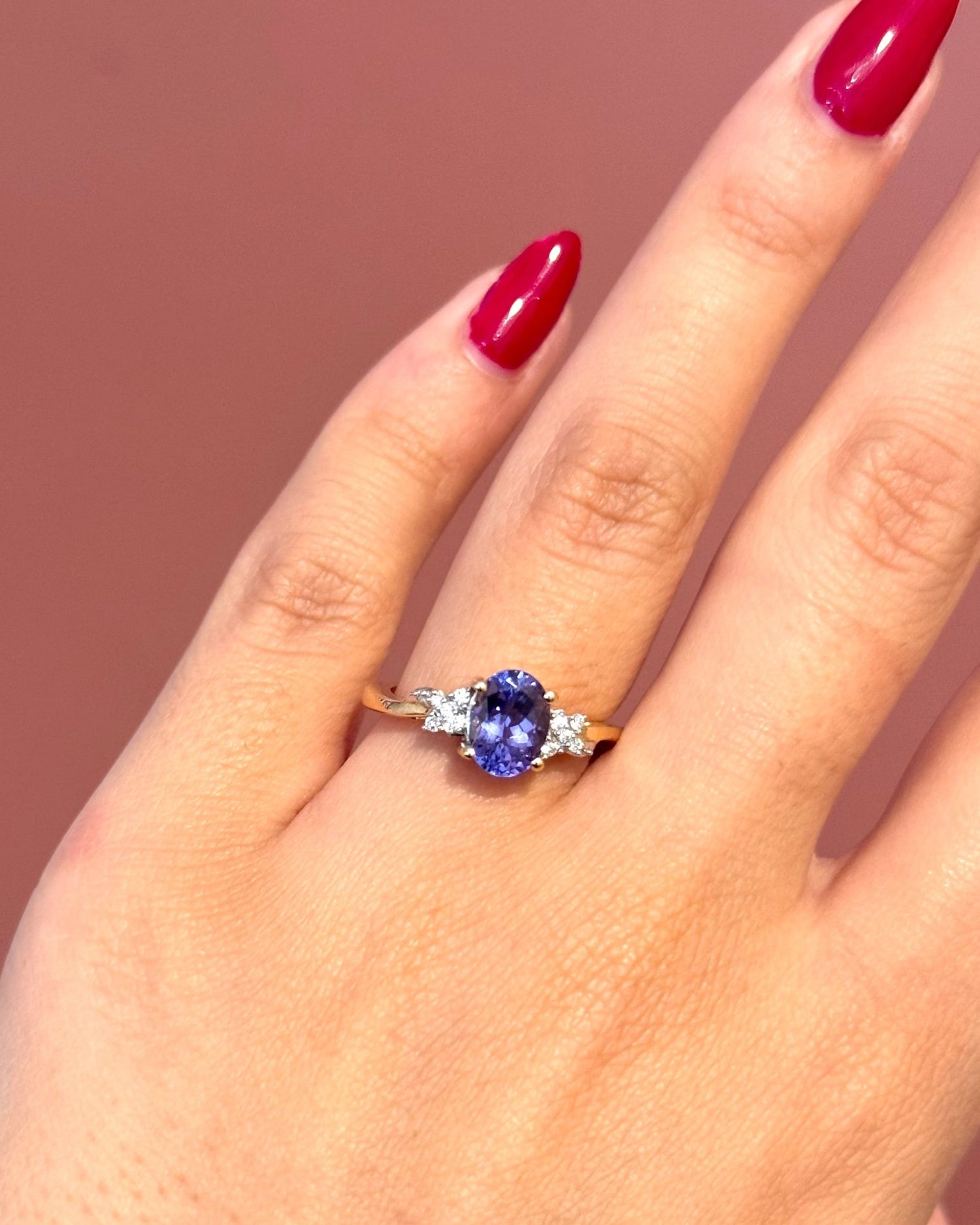 Bague Trilogie Tanzanite 1.28 carat &amp; Diamants "Awa" - Elliade Paris