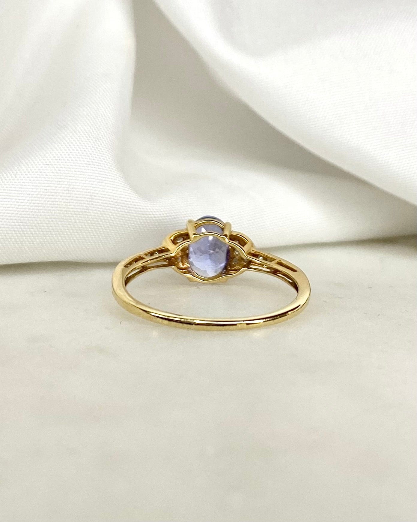Bague Trilogie Tanzanite 1.34 carat &amp; Diamants "Shana" - Elliade Paris
