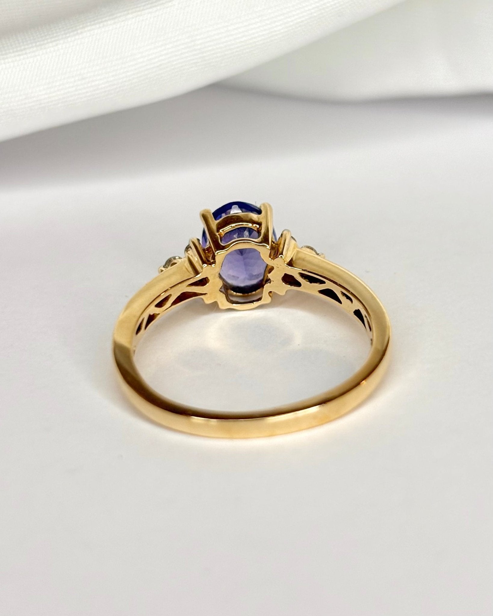 Bague Trilogie Tanzanite 1.53 carat &amp; Diamants "Gloria" - Elliade Paris