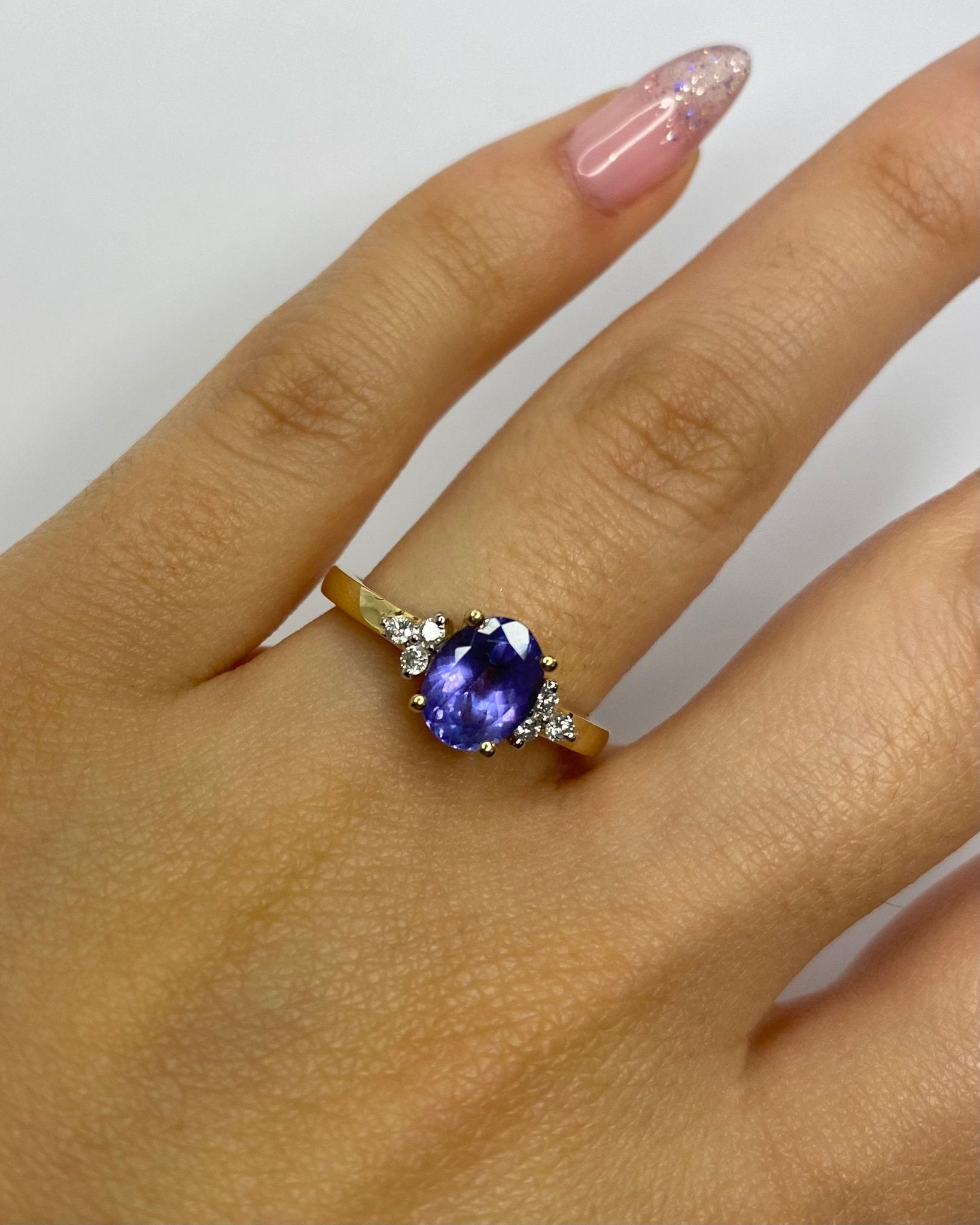 Bague Trilogie Tanzanite 1.53 carat &amp; Diamants "Gloria" - Elliade Paris