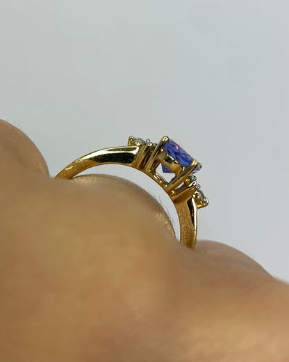 Bague Trilogie Tanzanite 1.53 carat &amp; Diamants "Gloria" - Elliade Paris