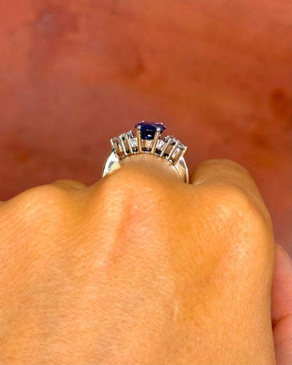 Bague Trilogie Tanzanite 2.50 carats &amp; Diamants 0.48 carat 5,17g "Zaily" - Elliade Paris