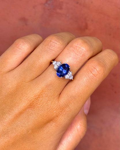 Bague Trilogie Tanzanite 2.50 carats &amp; Diamants 0.48 carat 5,17g "Zaily" - Elliade Paris