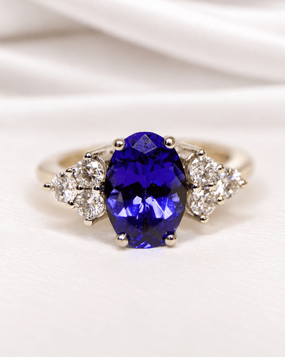 Bague Trilogie Tanzanite 2.50 carats &amp; Diamants 0.48 carat 5,17g "Zaily" - Elliade Paris