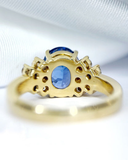 Bague Trilogie Tanzanite 2.50 carats &amp; Diamants 6.19g "Alizée" - Elliade Paris